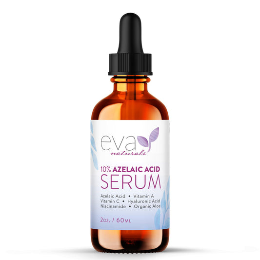 Eva Naturals Azelaic Acid 10% Facial Serum, 2 oz., Skin Brightening Hyaluronic Acid and Niacinamide with Redness Relief and Acne Blemish Control, Fade and Repair Dark Spots