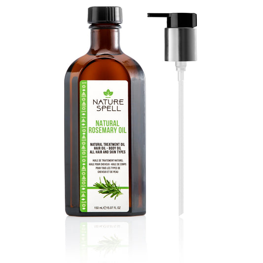 Nature Spell Rosemary Oil For Hair With Easy-Pump Oil Dispenser 150ml, Treats Dry, Damaged Hair & Targets Hair Growth, Made In The UK