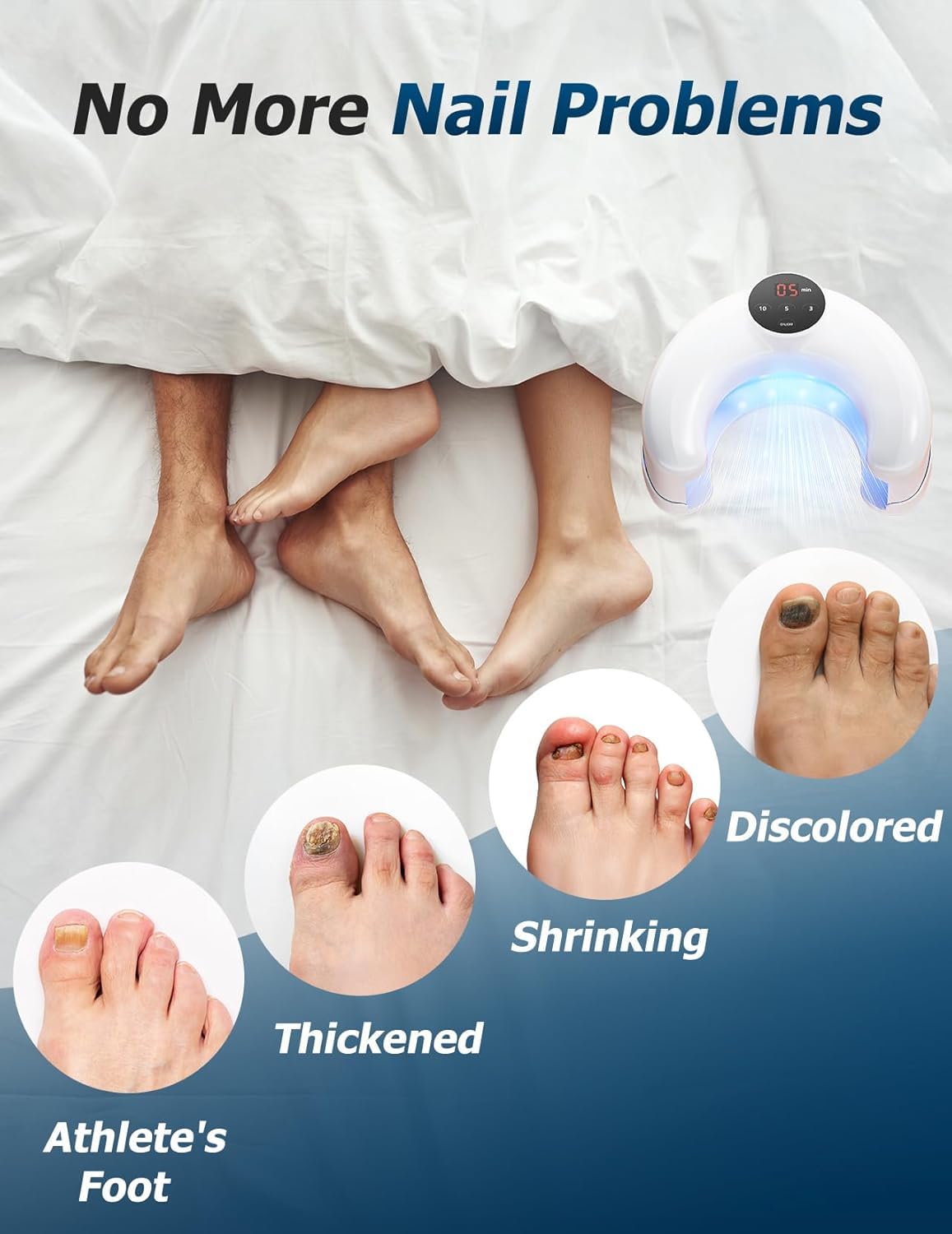 Rechargeable Nail Fungus Laser Device, Nail Laser Treatment Device for Damaged and Discolored Nails, Effective Home Use Solution for Multiple Toenails & Fingernails