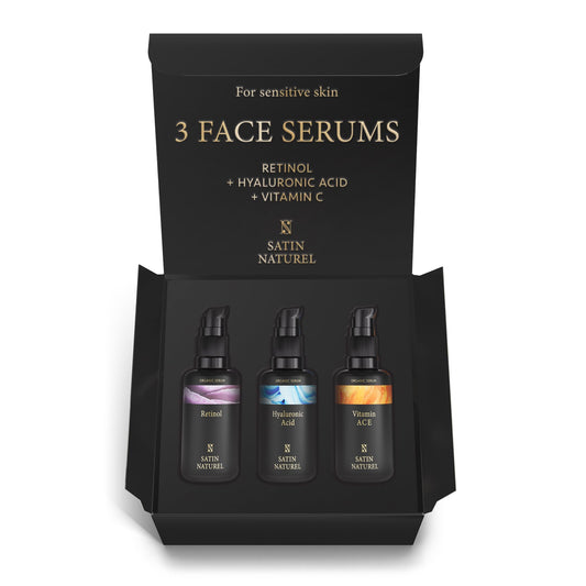 Skincare Gifts for Women - Beauty Gift Box with Hyaluronic Acid Serum for Face + Vitamin C + Retinol 3x30ml Skincare - Luxury Gifts for Women - Organic Beauty