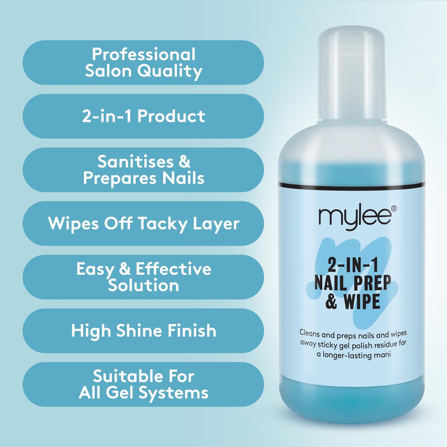 Mylee LED Gel Polish Nail Drying Lamp Kit, Compatible With All Gel Polish, Kit includes Petite LED Nail Curing Lamp, Top & Base Coat 2x10ml, Nail Prep & Polish Wipe 125ml, Gel Remover 125ml