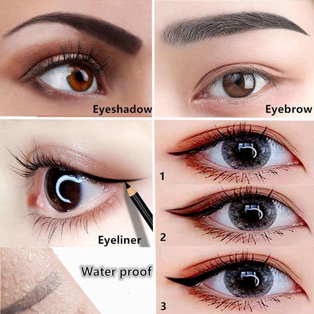 Go Ho 6 PCS Eyebrow Eye Liner Pencil Set,Easy to Color Waterproof Eyebrow Pencil,Professional Long-lasting Eyeliner Makeup Brow Tint Pen,3 Colors(Black,Light Brown,Dark Brown)