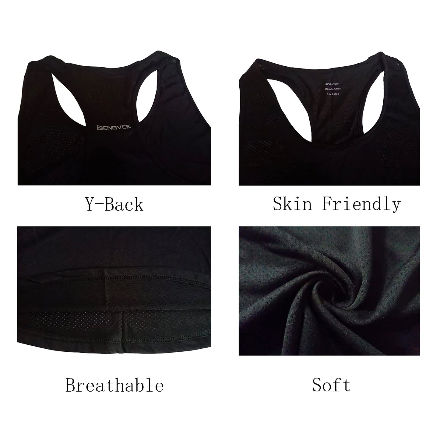 frueo 3 Pack Mens Workout Vest Quick Dry Workout Sleeveless Tops Breathable Y-Back Shirts Training Bodybuilding Vests (20418) Black Gray Blue-L