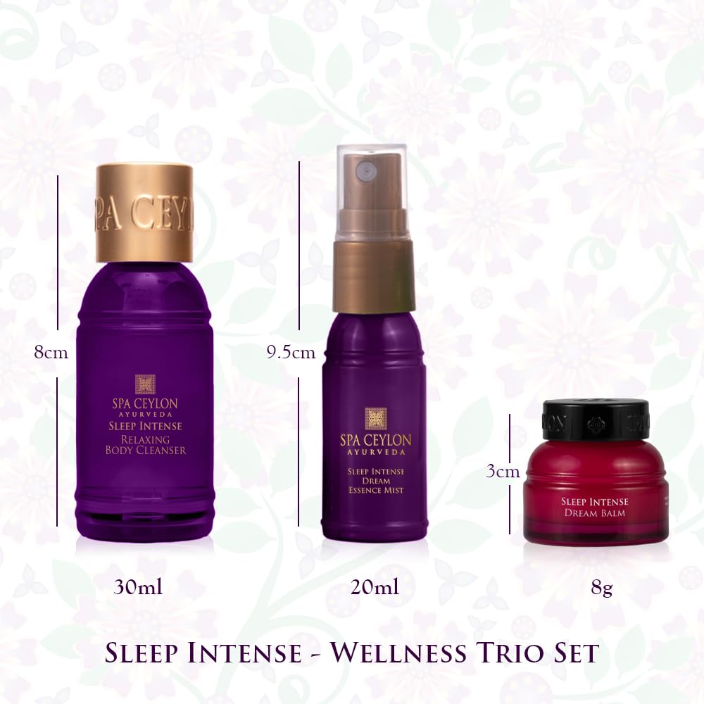 SPA CEYLON Sleep Intense Wellness Trio Set | Intensive Spa Essentials for Deep Rest | Ayurvedic Pampering Kit with Natural Ingredients