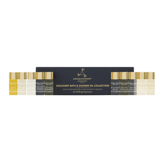Aromatherapy Associates Discovery Collections Miniature Bath & Shower Oil Set, 10 x 3 ml, 100% Natural Formulation Infused Body Oil Body Treatment Home SPA