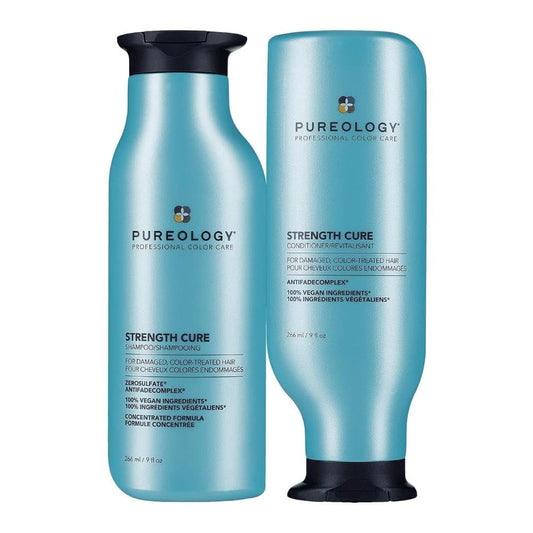 Pureology Strength Cure, Strengthening Shampoo and Conditioner Set, For Damaged, Colour Treated Hair, Vegan Formulas, Sulphate Free for a Gentle Cleanse