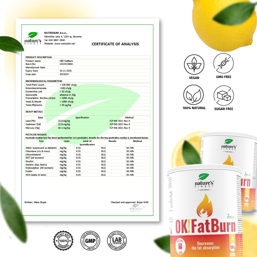 Powerful Fat Burner Powder for Men & Women - Metabolism Booster with L-Carnitine, L-Tyrosine, ID-alG™ & Vitamin C - Gluten-Free Weight Loss Support for Energy & Fat Metabolism - Vegan
