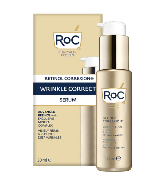RoC - Retinol Correxion Wrinkle Correct Face Serum - Daily Anti-Wrinkle & Aging Treatment - Visible Wrinkle Reduction Formula - Pure RoC Retinol - with Ascorbic Acid - 30 ml