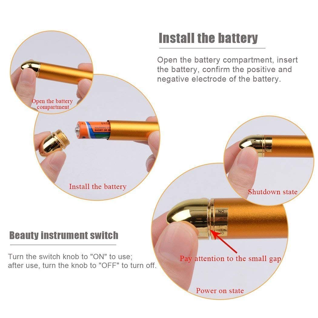 2-in-1 Electric Face Massager Beauty Bar 24k Golden Facial Massager, 3D Roller and T Shape Facial Roller Massager Kit Arm Eye Nose Massager Skin Care Tools