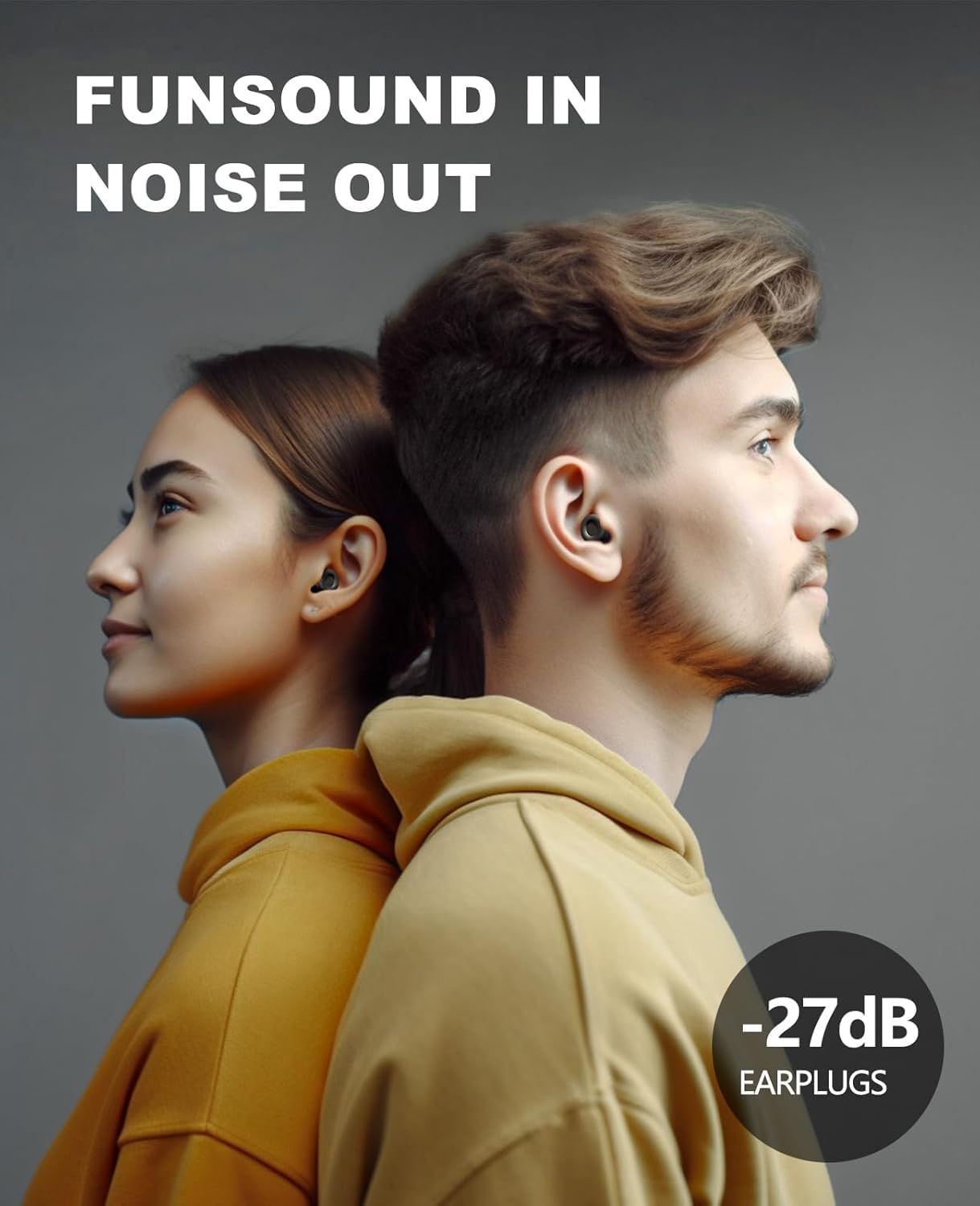 Ear Plugs FUNSOUND Earplugs Silicone for Sleeping, Work, Travel, Deep Focus, Reusable 7 Pairs Ear Buds with Storage Bag -27dB Noise Cancelling and NRR of 24dB