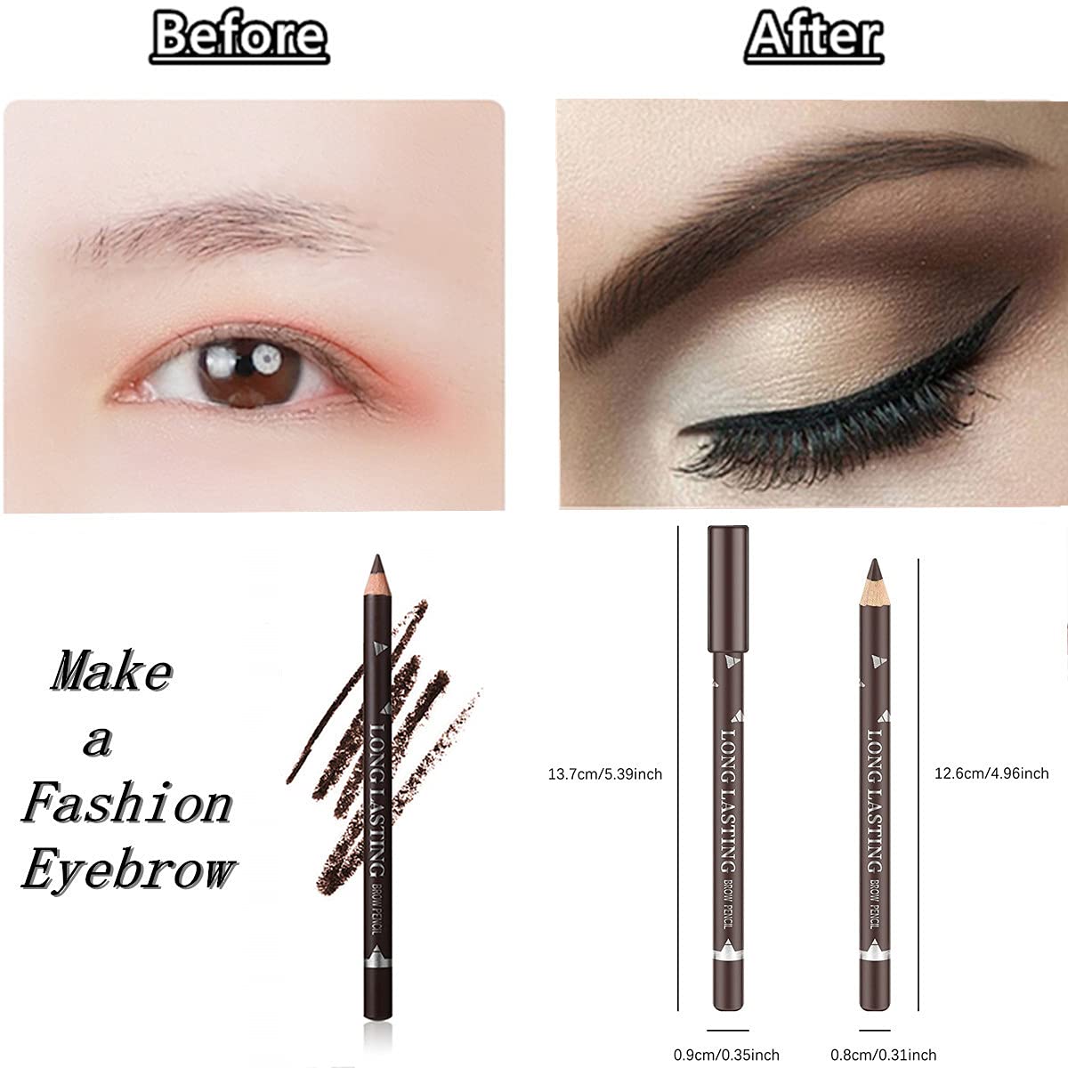 Go Ho 6 PCS Eyebrow Eye Liner Pencil Set,Easy to Color Waterproof Eyebrow Pencil,Professional Long-lasting Eyeliner Makeup Brow Tint Pen,3 Colors(Black,Light Brown,Dark Brown)