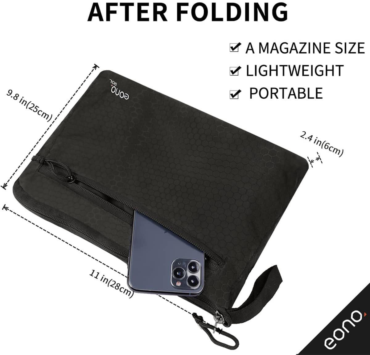 Eono 90L Foldable Travel Duffle Bag Hold All Travel Luggage Bag Holiday Bag with Multi-Pockets for Women Men (Black)