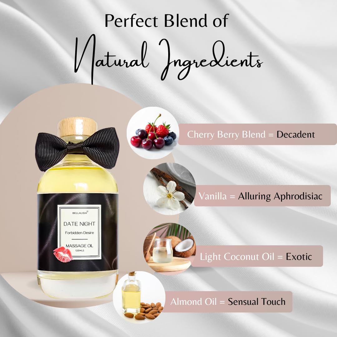 Luxurious Relaxing Massage Oil for Date Night Ideas, Premium Wild Berry Body Oil Perfect for Men & Women as Valentines Day Gifts. Natural Sensual Warming Couples Massage Oils for Relaxation & Fun