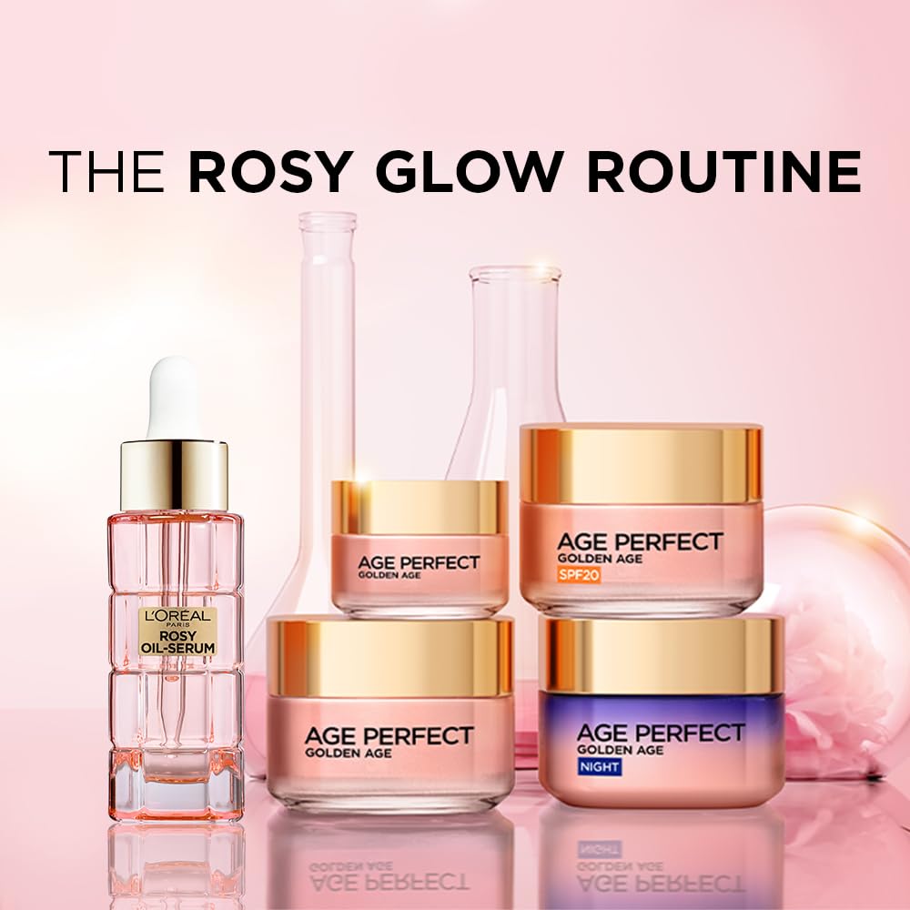 L’Oréal Paris Age Perfect Golden Age Rosy Day Cream 60+, Moisturising, Reactivates Radiance with Instant Glow, Peony Native Cells, Calcium B3, 50ml