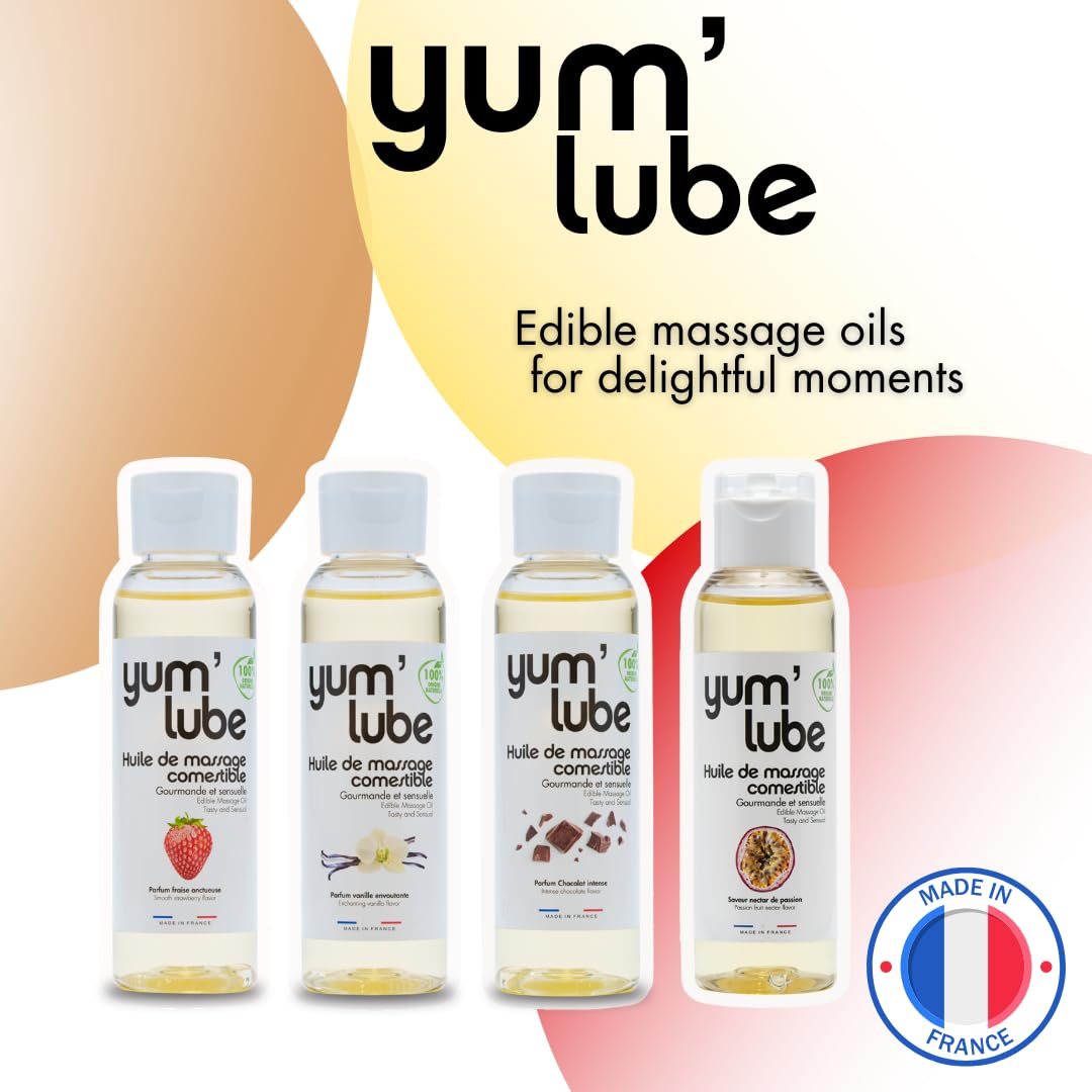 Yum'Lube | Body Oil & Massage Oil | Massage Oils for Date Night & Massage Therapy | Edible Passion Fruit Flavoured Sex Oil | Relaxing & Sensual Erotic Wellness for Couples | 100% Natural