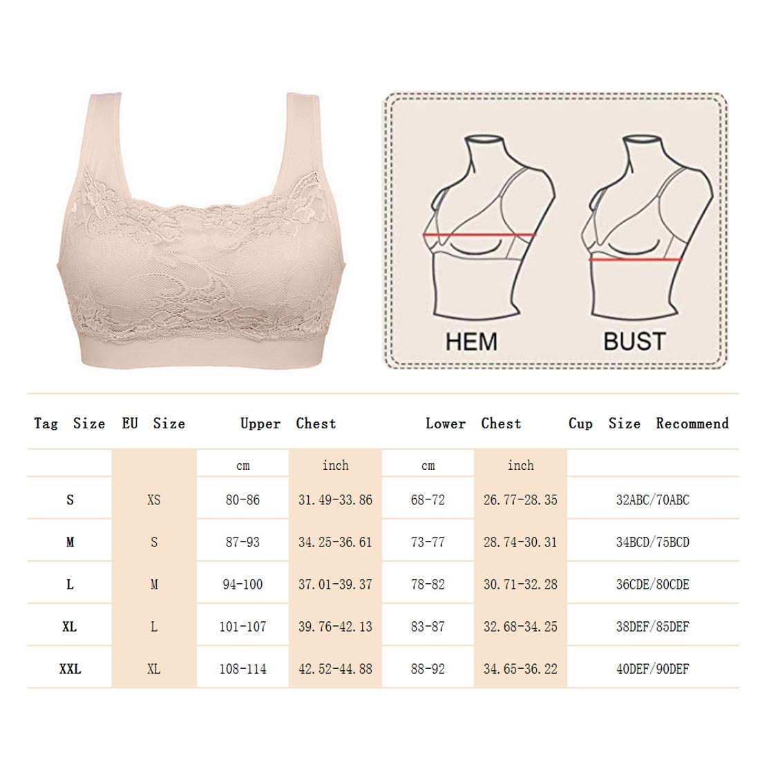Litthing Women Sports Bra Seamless Comfortable Soft Breathable Ladies Lace Bras Removable Padded Tops Push up Underwear Packs for Yoga Fitness Exercise