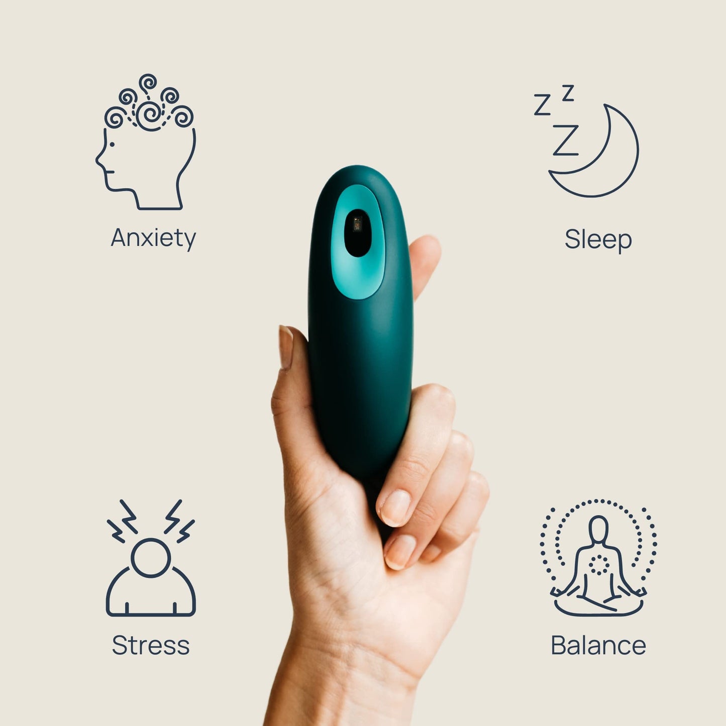 Moonbird Breathing & Meditation Device - Instant Stress Relief, Anxiety Relief, Relaxation for Women & Men - Helps with Better Sleep, Stress, and Overall Health - Blue Green