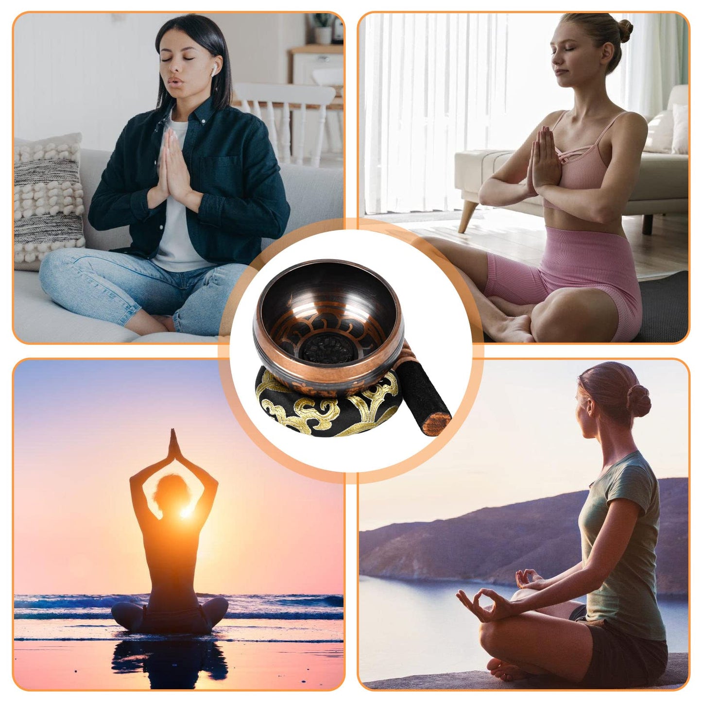 Tibetan Singing Bowls Meditation Set: Large Singing Bowls Set of 3 Pcs with Singing Bowl and Silk Cushion and Mallet, Sound Healing Bowl Meditation Set for Meditation, Yoga, Chakra, Meditation Gifts
