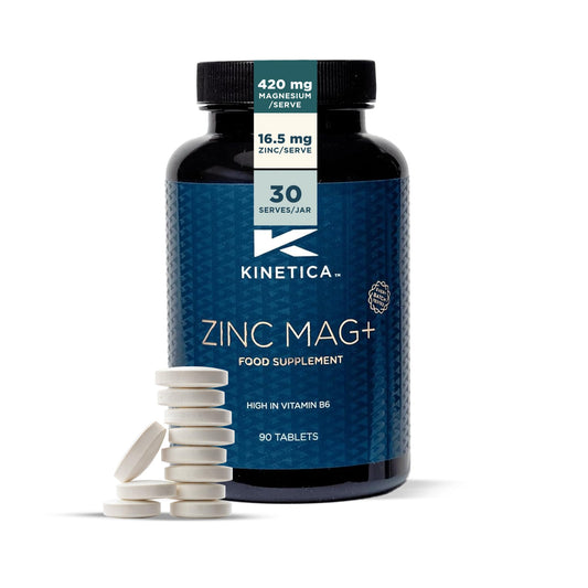 Kinetica Sports Zinc Mag+ | 420mg Magnesium, 16.5mg Zinc, 193μg Selenium & 4.8mg Vitamin B6/Serve, 30 Servings/90 Capsule Pack | 3 Capsules/Day| Scientifically Formulated Blend| Promotes Healthy Sleep