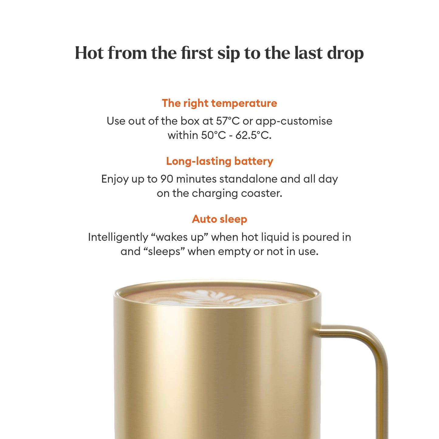 Ember Temperature Control Smart Mug 2-295 ml App-Controlled and Rechargeable Heated Coffee Mug with Intelligent LED Display, 1.5-hr Battery Life and Improved Design, Gold