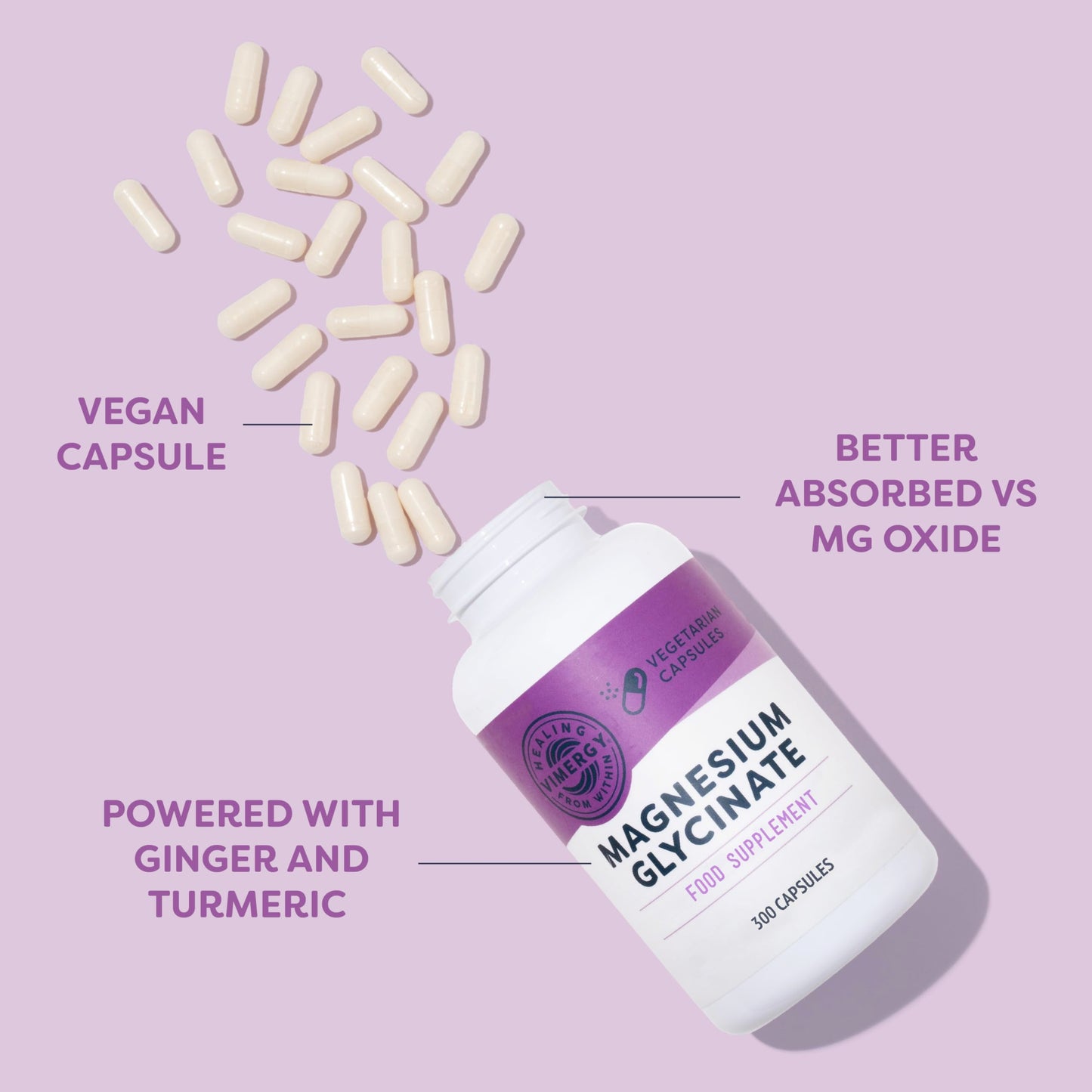 Vimergy Pure Magnesium Glycinate Supplement – High Strength Magnesium 310 mg – Supports Sleep, Energy & Reduces Fatigue – Stomach-Friendly Supplements not Malate or Citrate – Made in USA