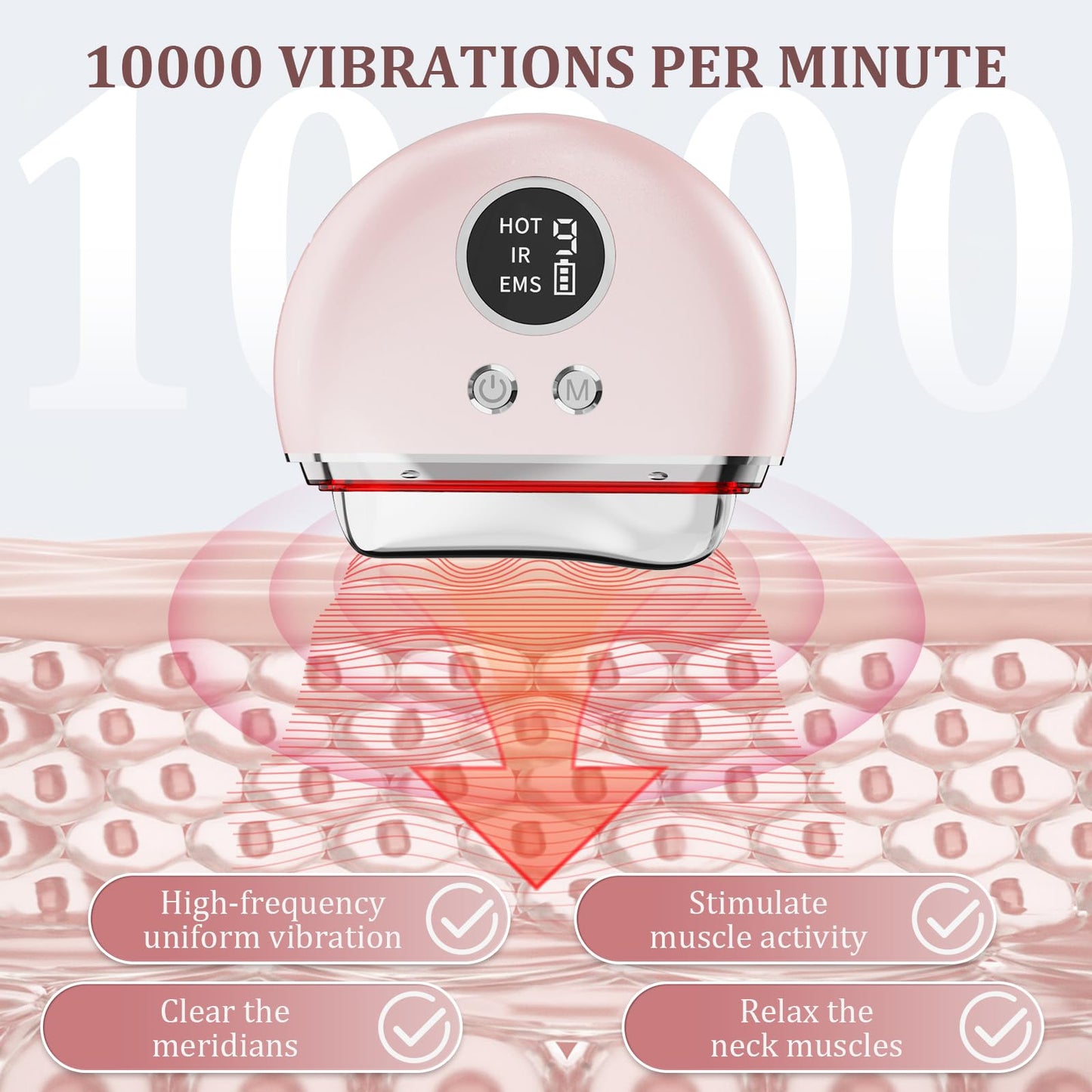 Face Massager Electric Sculpting Device: Facial Neck Massager Beauty with 9 Adjustment Levels 4 Modes - 45°C Heat EMS Microcurrent Technology 3 LED - Face Lifting Device GuaSha Tool for Skin Body Care