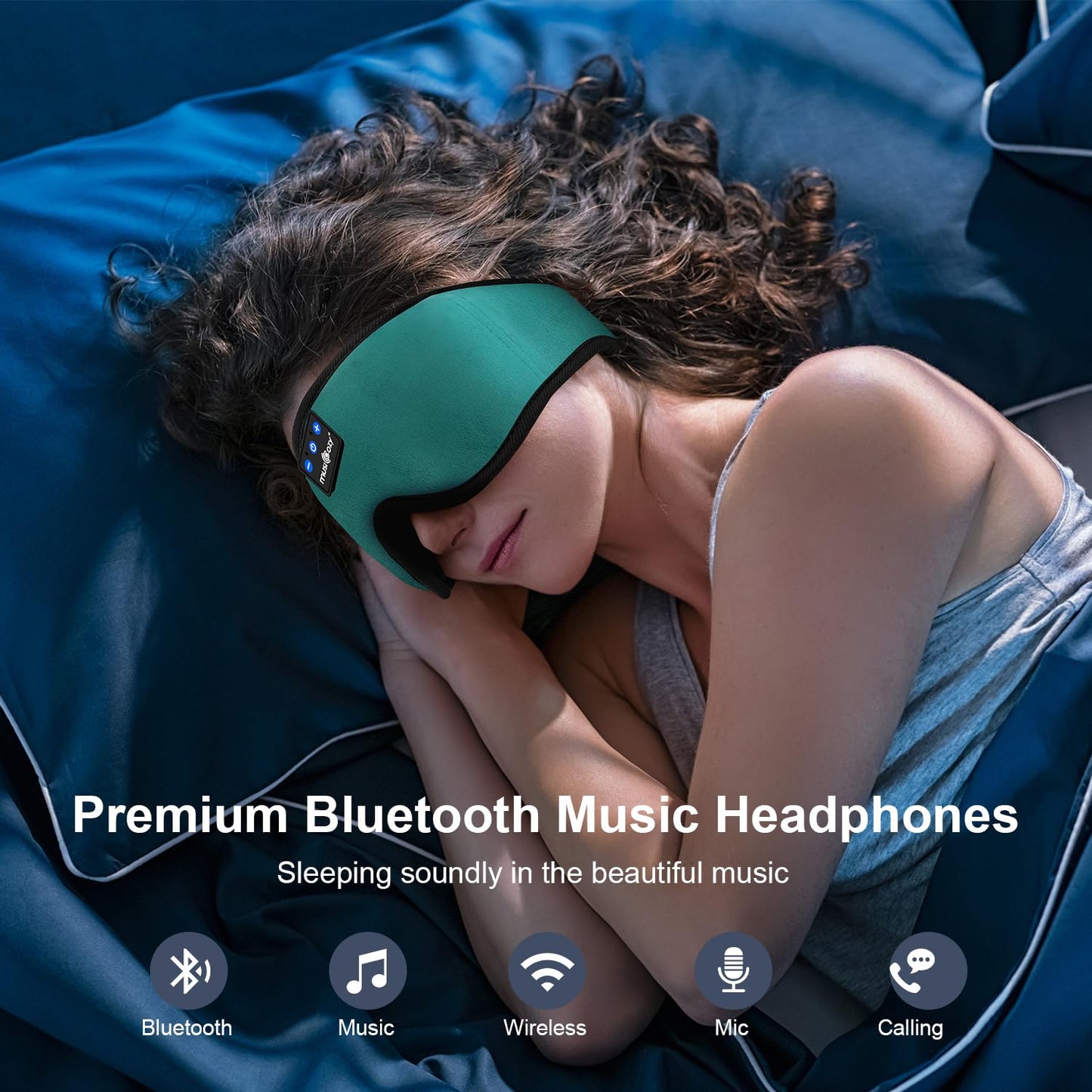 MUSICOZY Sleep Mask Headphones,Upgraded 3D Sleep Headphones Eye Mask with Headphones for Sleeping,Travel,Relax,Nap,100% Blackout Bluetooth Sleep Masks for Women & Men