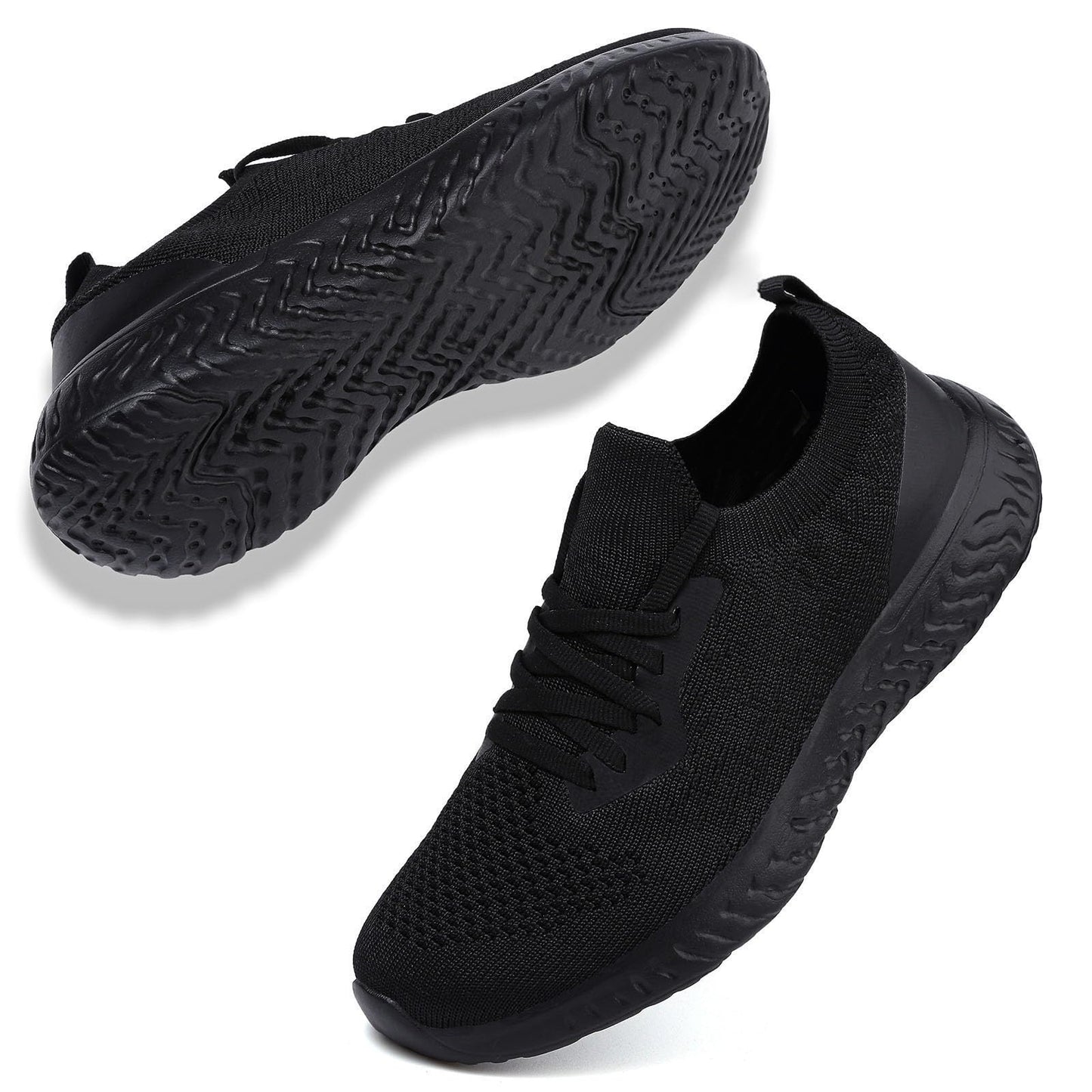 Womens Trainers Running Walking Shoes Tennis Sport Sneakers Ladies Ligthweight Gym Athletic Fitness Jogging Mesh Slip On Shoes Casual Fashion Comfortable Outdoor Flat Shoes Black