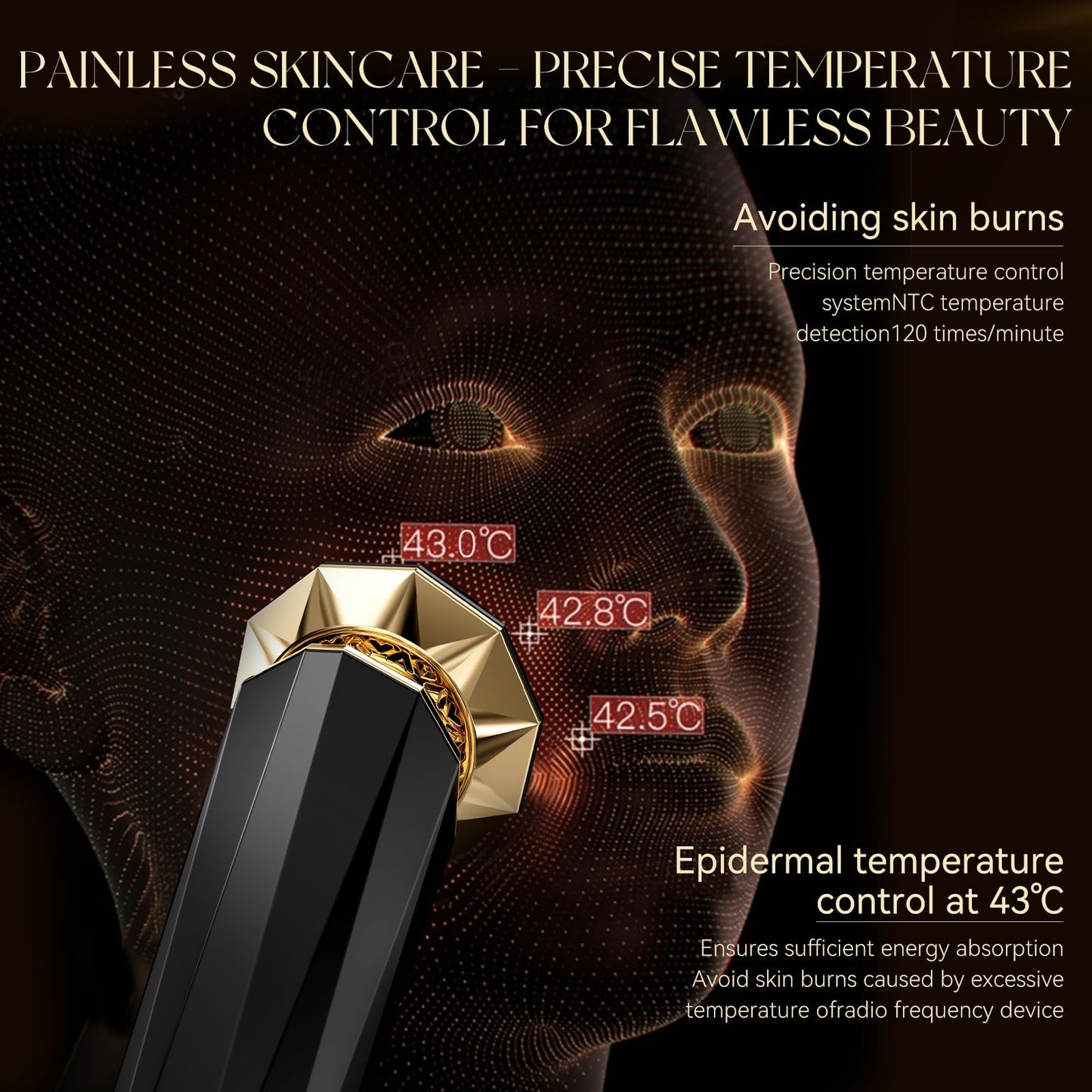 ANLAN Radio Frequency Skin Tightening Machine,18K Gold Anti Wrinkle EMS Face Lifting Device Anti Aging,5 in 1 RF Electric Face Massage,Red Light Therapy Facial Massager,Black Gold