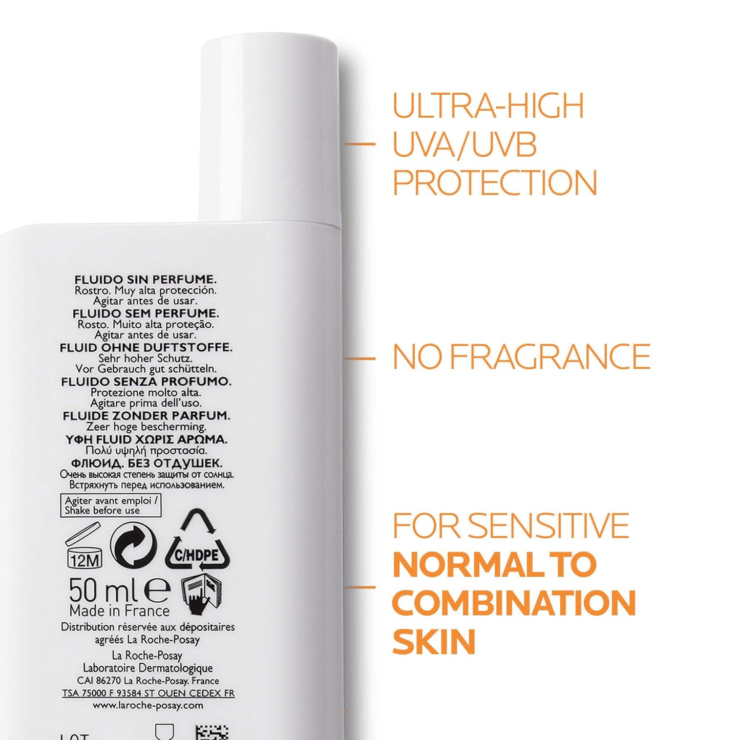 La Roche-Posay Anthelios UVMune 400 Ultra-Light Invisible Fluid, Non-Perfumed Sun screen for Sensitive Skin SPF50+ 50ml