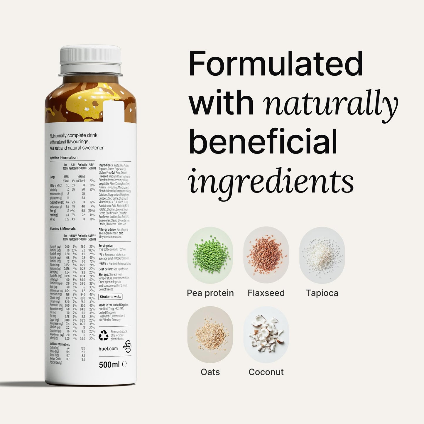 Huel Ready-to-drink Meal, Salted Caramel Protein Drink, 8 x 500ml Bottles, Protein Shakes, Pre-Portioned Meal, 20g of Protein per Bottle, Rich in Essential Vitamins, Minerals, Meal Replacement Shake