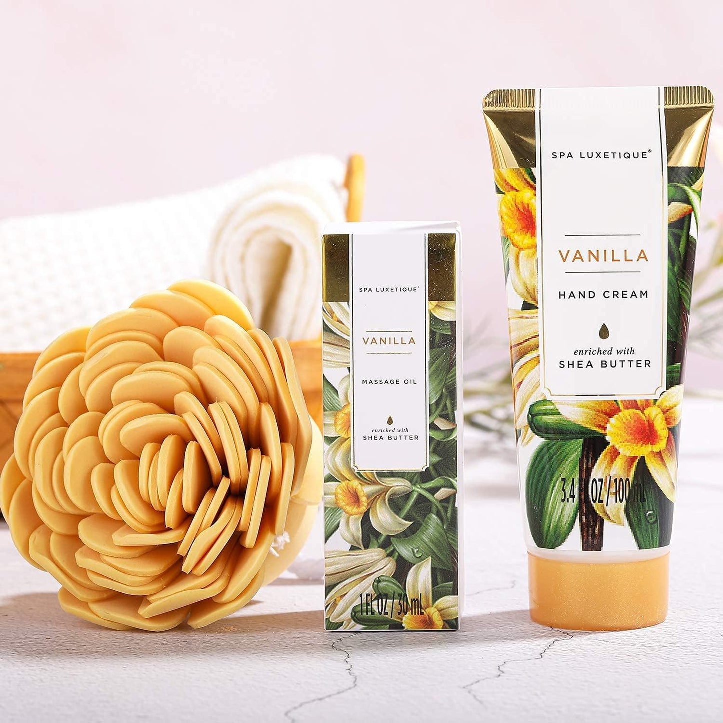 Spa Luxetique Spa Gift Set,12pcs Vanilla Shower Set, Pamper Gifts for Women, Bath Gift Set with Body Lotion, Bath Bomb, Bubble Bath, Bath Sets for Women Gifts Birthday Gifts, Mothers Day Gifts