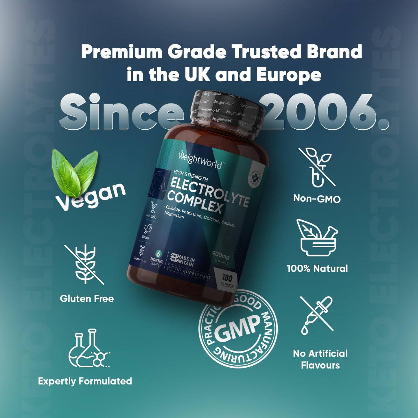 Electrolyte Tablets - 6 Months Supply - 180 Vegan Tablets with Sodium, Magnesium, Chloride, Calcium, & Potassium for Fasting - Keto Electrolyte Powder Alternative - for Energy & Electrolyte Balance