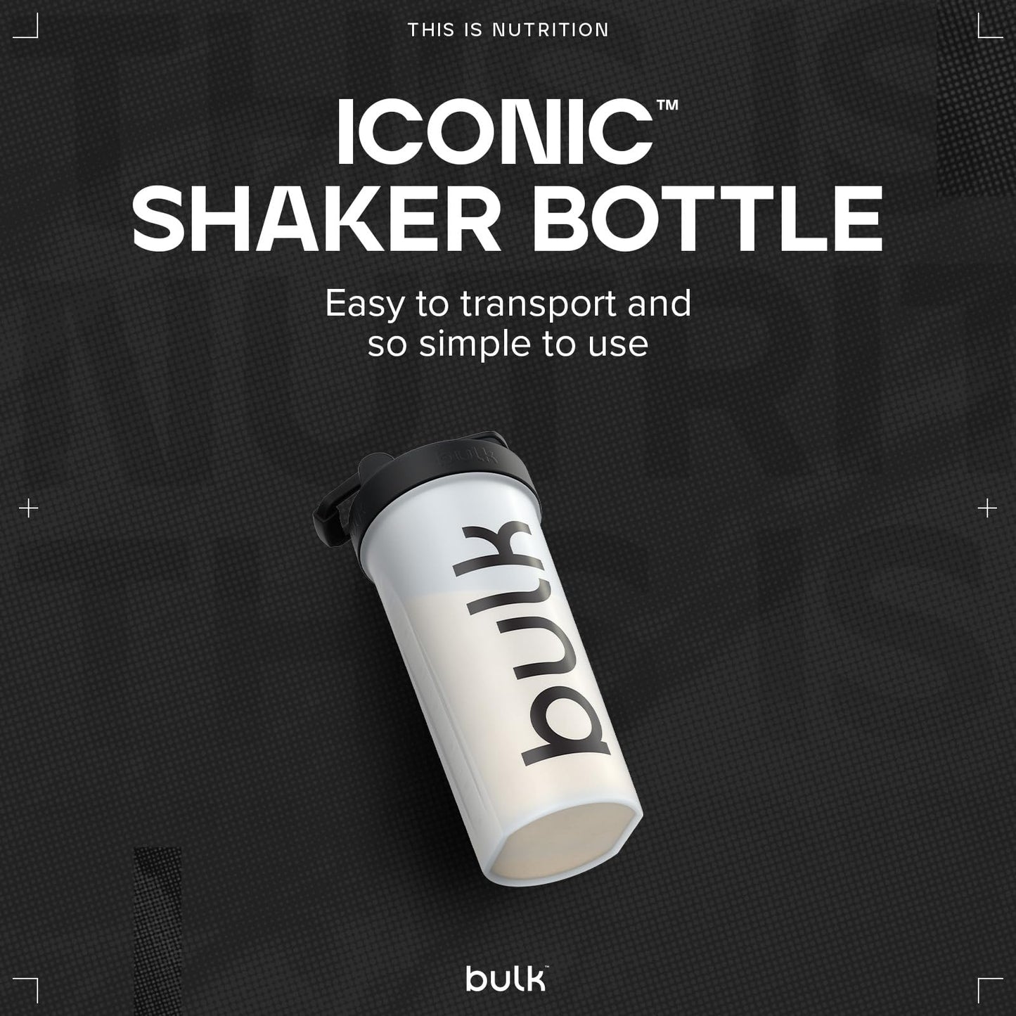 Bulk Iconic Shaker Bottle, 750ml, Clear, Leak-Proof, BPA-Free, Wire Mixing Ball for Lump-Free Shakes, Convenient Carry Handle, Transparent Fill Level, Dishwasher Safe