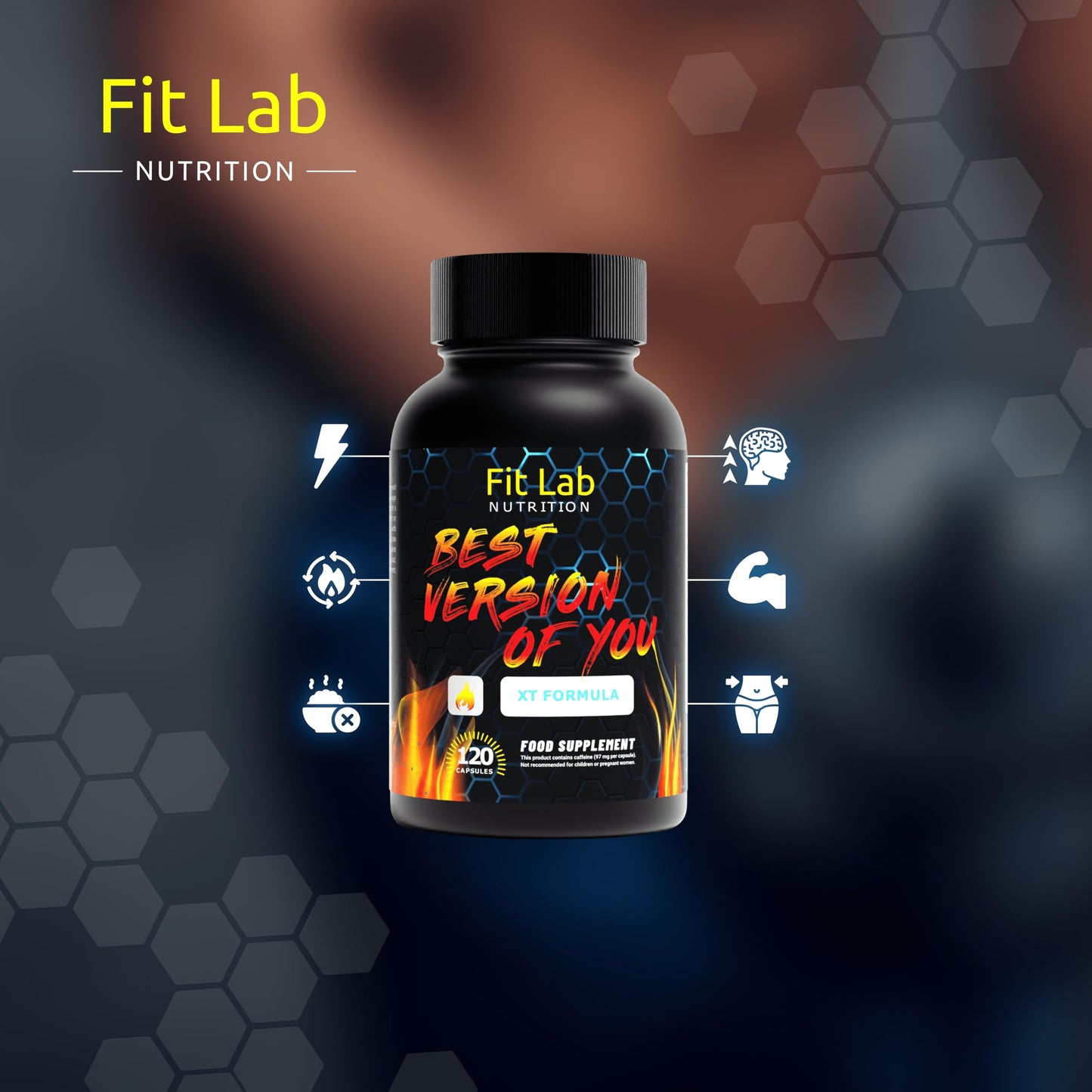 Fit Lab - Best Version of You, Food Supplement - Gym Essentials -120 Capsules - Vegan, Halal and Vegetarian Supplements for Women and Men - 60 Days Supply