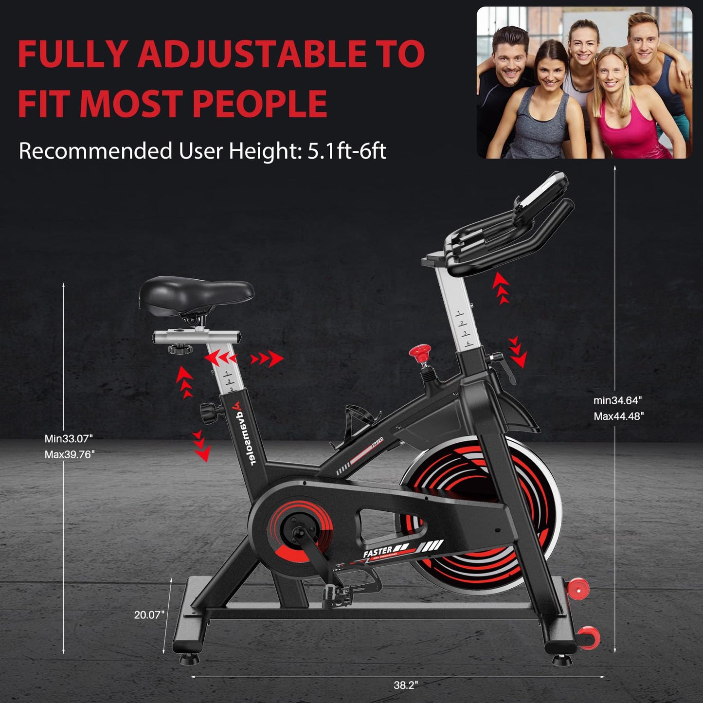 Advamsoler Exercise Bike for Home Gym Use, Indoor Cycling Spin Bike with LCD Display & Tablet Holder, Quiet Stationary Bike for Fitness Cardio Workout