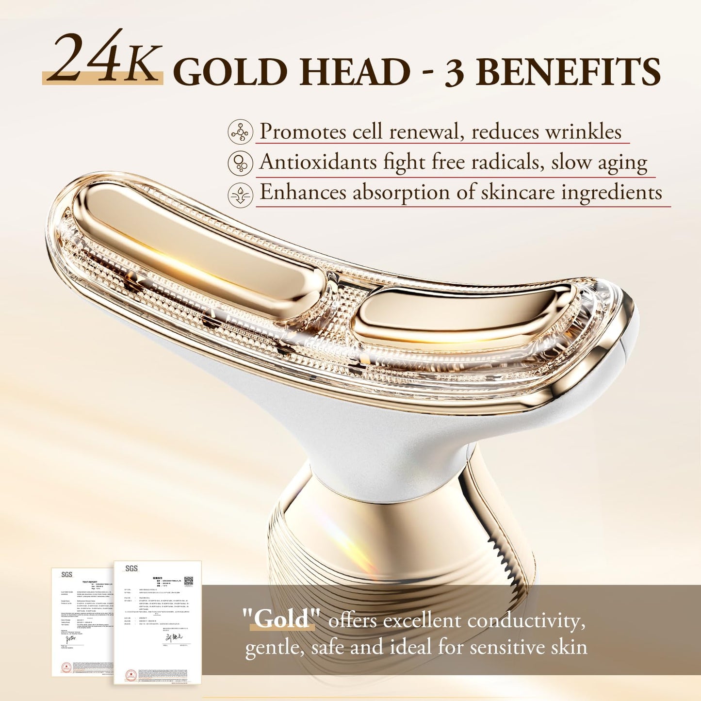 24K Gold Face Massager Lifting Device,ANLAN Face Sculpting Device with 5 Light Therapy,Facial Massager Electric Anti Aging 4 Modes 42±3°C for Neck, Jaw, Cheek,EMS Lymphatic Drainage Massager Face