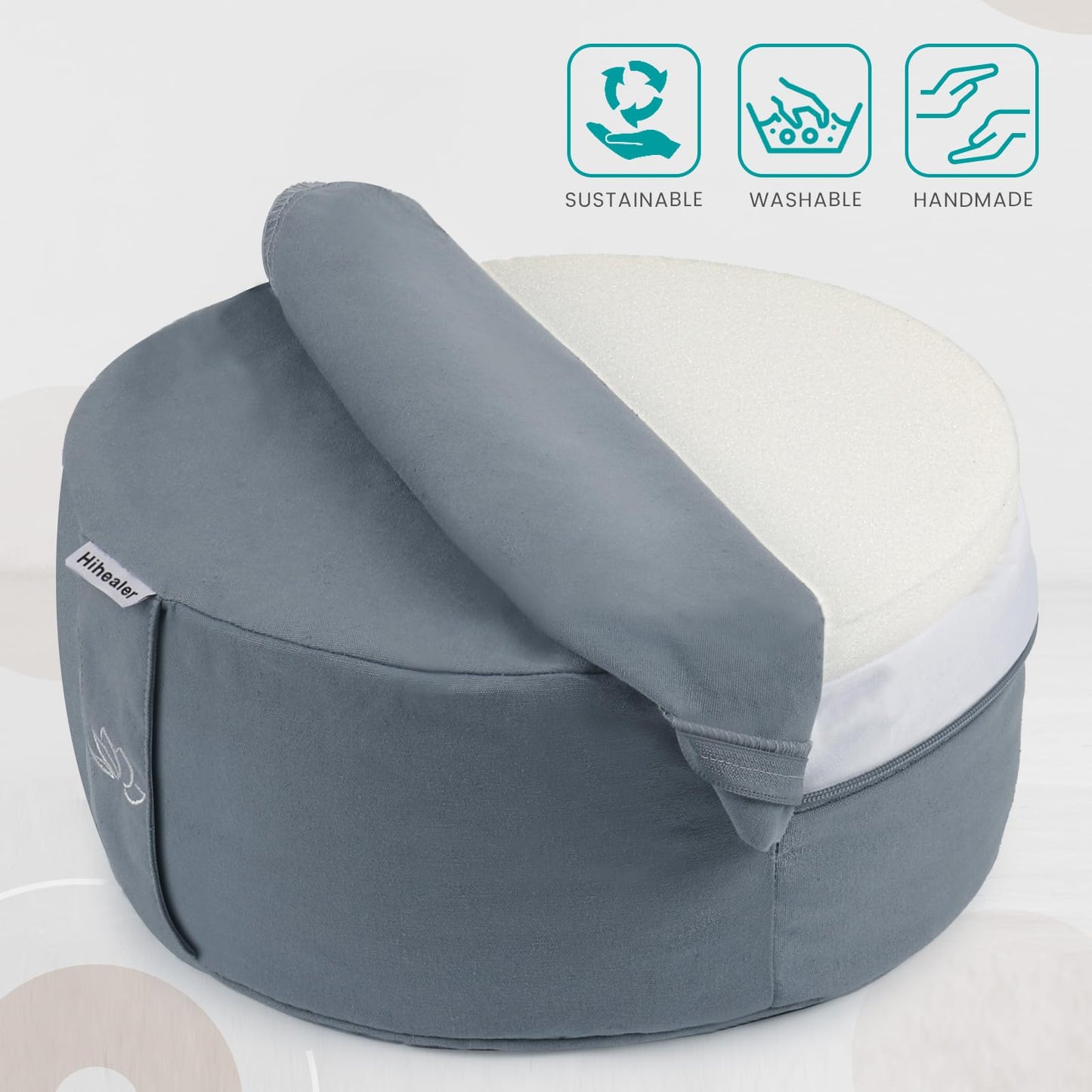 Hihealer Meditation Cushion Meditation Yoga Floor Cushion Pillow Filled by Buckwheat Hulls Added Activated Carbon, 33 x 33 x 15 CM Height, Christmas Xmas Gifts for Women Men