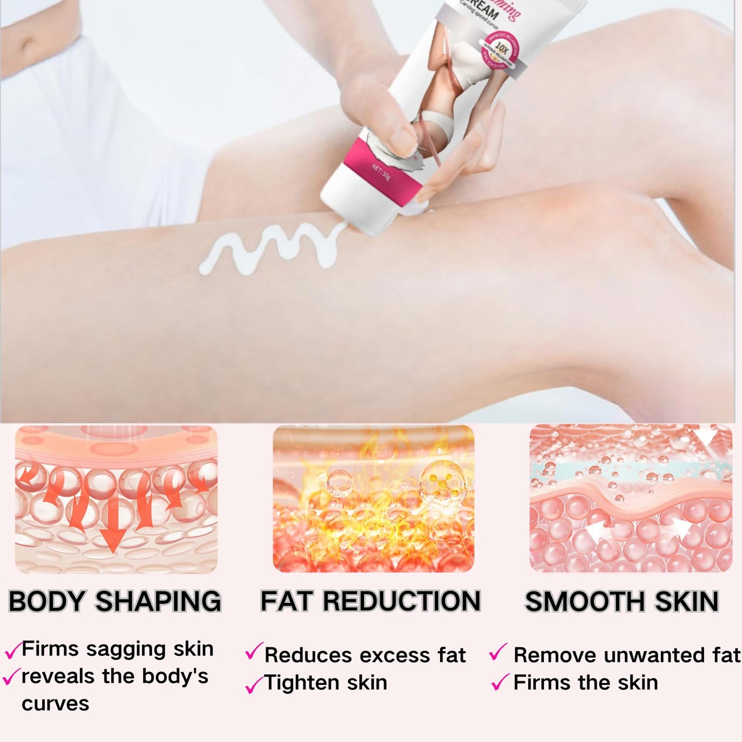 Fat Burning Cream for Women - Skin Tightening Body Shaping Cream with Cellulite Remover - Belly Fat Burner & Cellulite Cream for Loose Skin - Fast-Acting Slimming Cream for Weight Loss & Smooth Skin