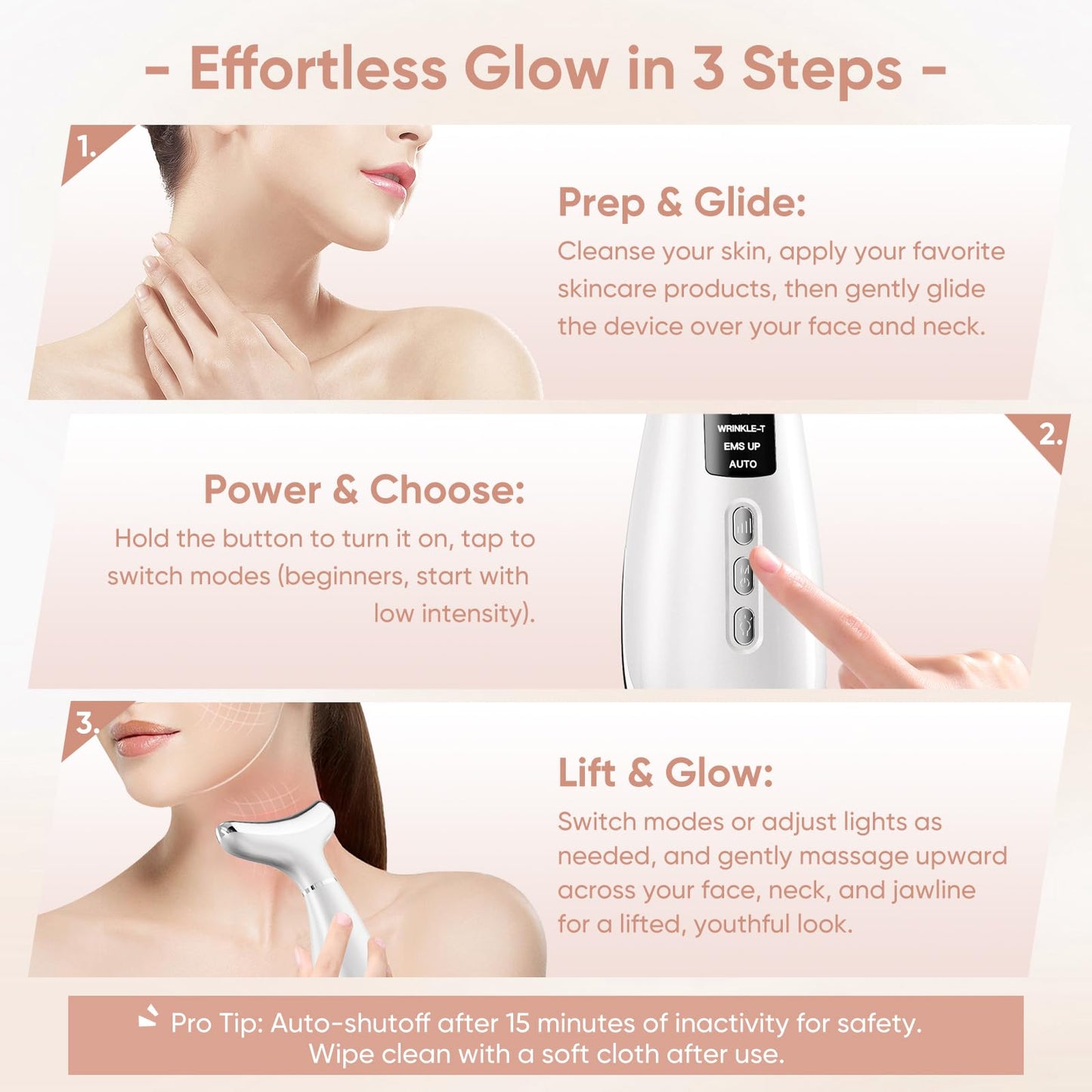 Face Lifting Facial Massager Device：Electric Skin Face Lift 6 Modes 7 LED - 42°C EMS Microcurrent Massager Skin Tightening Neck Lift Device -Anti-Wrinkle Facial Care Lifting Toning Firming for Women