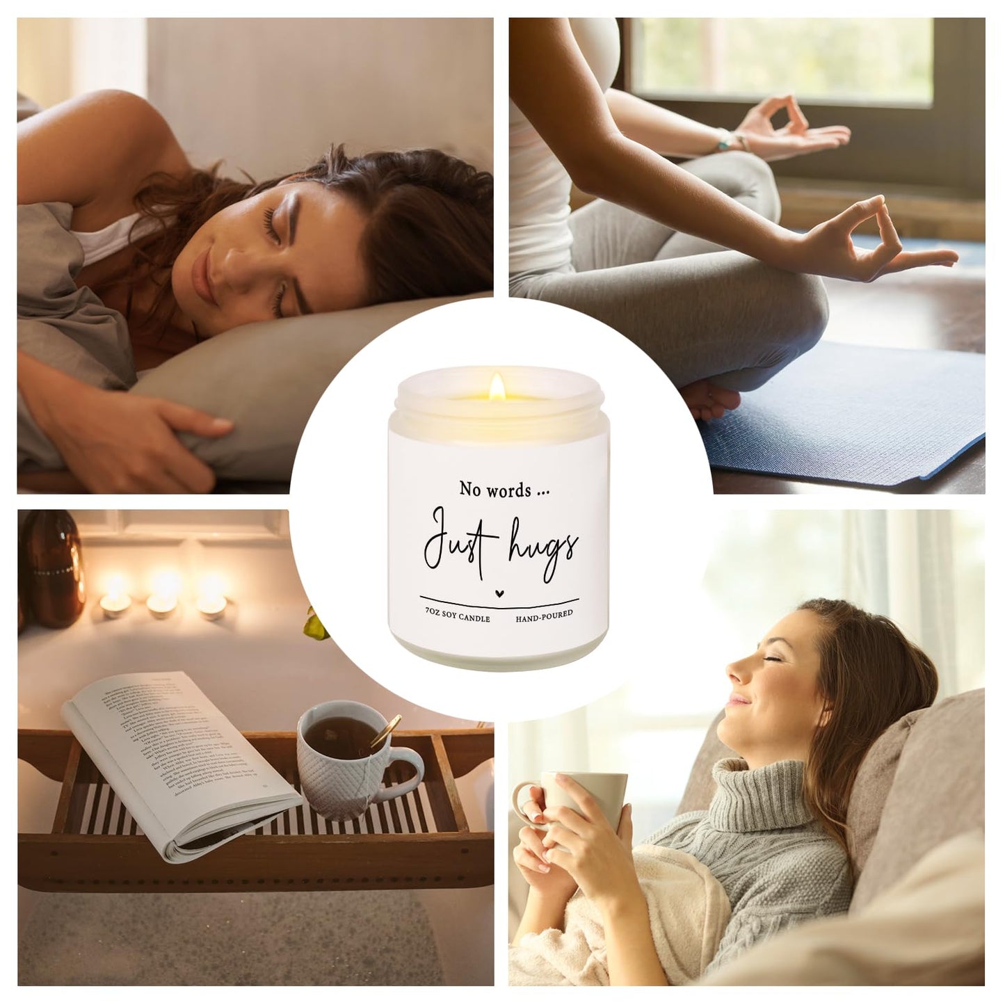 Leebbsin Sympathy Gift- No Words Just Hugs Candle Handmade Lavender- Bereavement/Thinking of You Gifts, Condolence/Cheer Up/Get Well Soon Gifts for Women Men, Comfort, Hug Gift, 7oz