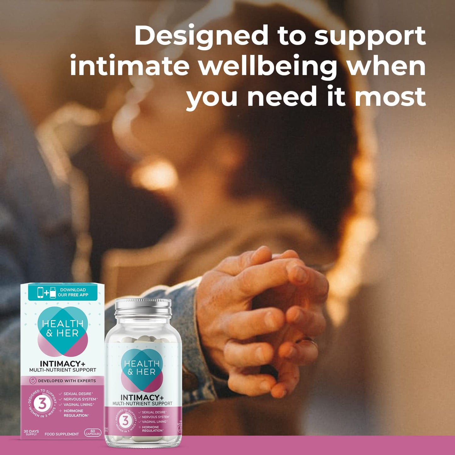 Health & Her Intimacy+ Multi-Nutrient Support for Women - Women's Desire Supplement with Maca Root, Tribulus Terrestris and Sea Buckthorn - 2 Month Supply - 120 Vegan Tablets