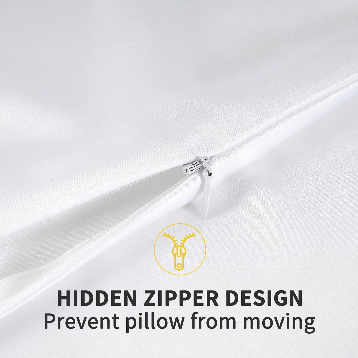 ZIMASILK 100% Mulberry Silk Pillowcase for Hair and Skin Health, Both Sides 19 Momme Premium Grade 6A Silk, Soft & Smooth, 600 Thread Count, with Hidden Zipper, 1pc (Standard 50x75 cm, White)