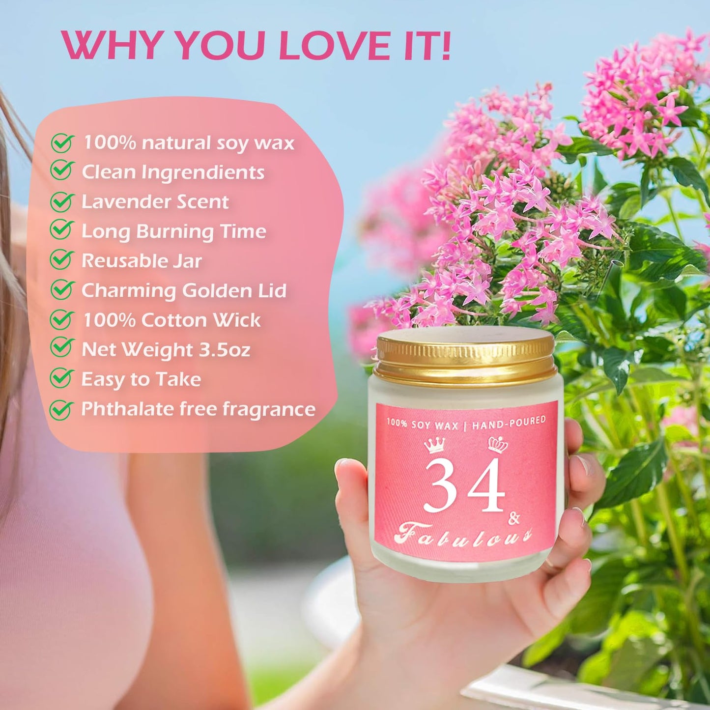 34th Birthday Gifts for Women Her, Happy 34 Year Old Birthday Decorations Gifts for Best Friends Wife Aunt Female Daughter Sister Her Coworker Bestie Women Unique