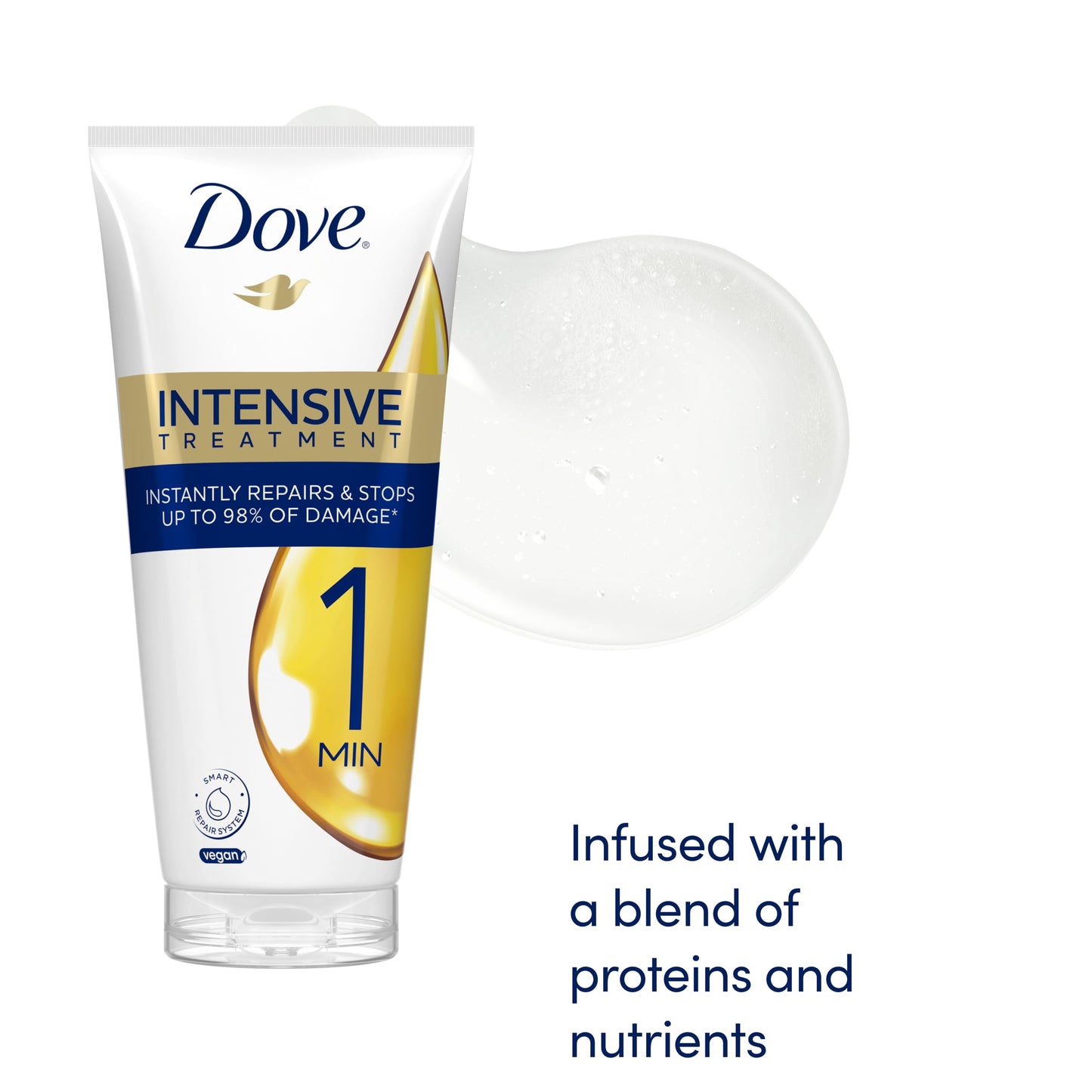 Dove 1 Minute Intensive Treatment Conditioner instantly repairs and stops up to 98% of damage* for damaged hair 170 ml