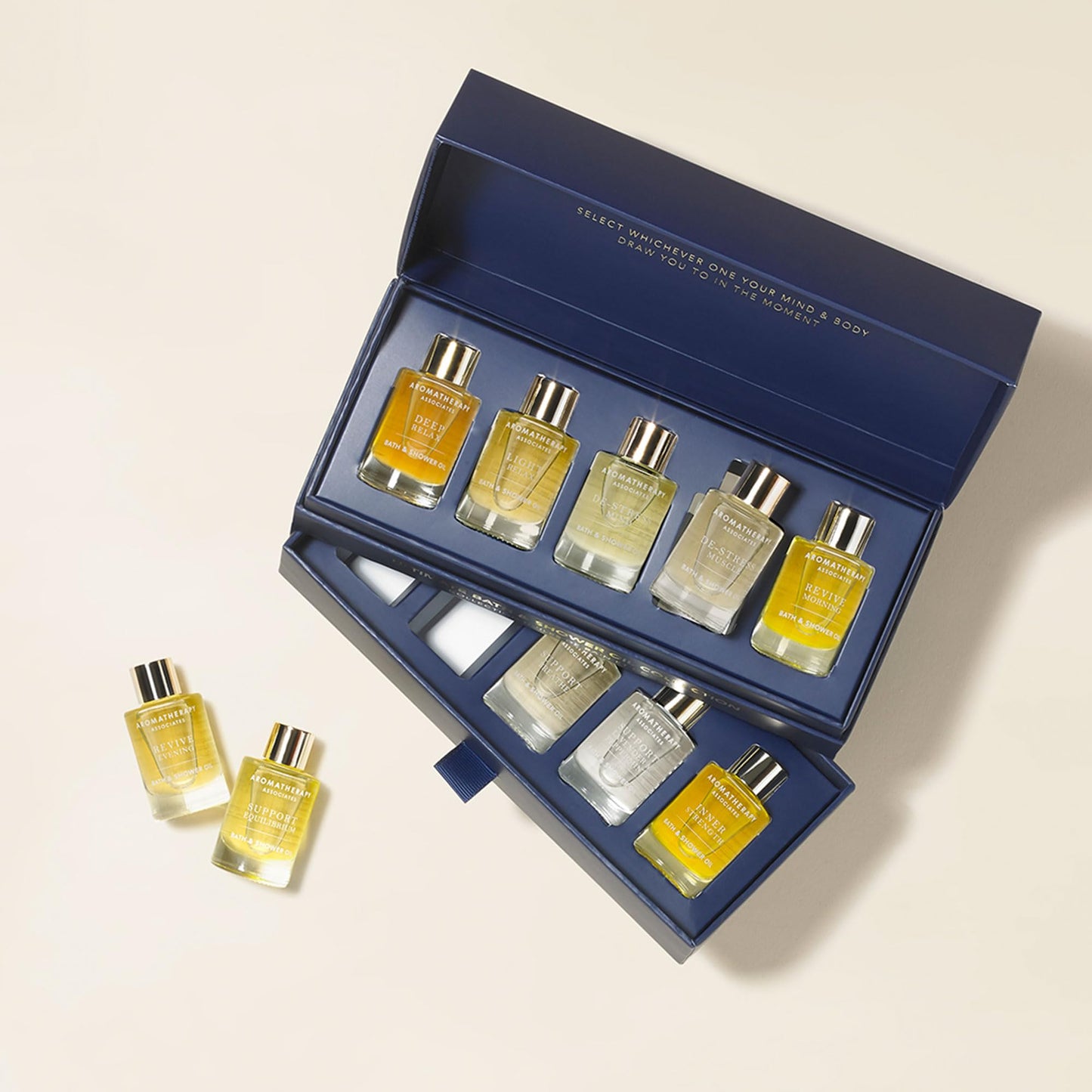 Aromatherapy Associates Ultimate Wellbeing Bath & Shower Oils Collection 10 X 9Ml - Infused with Essential Oils, The Purest, Ethically Viable, Natural, Raw Ingredients