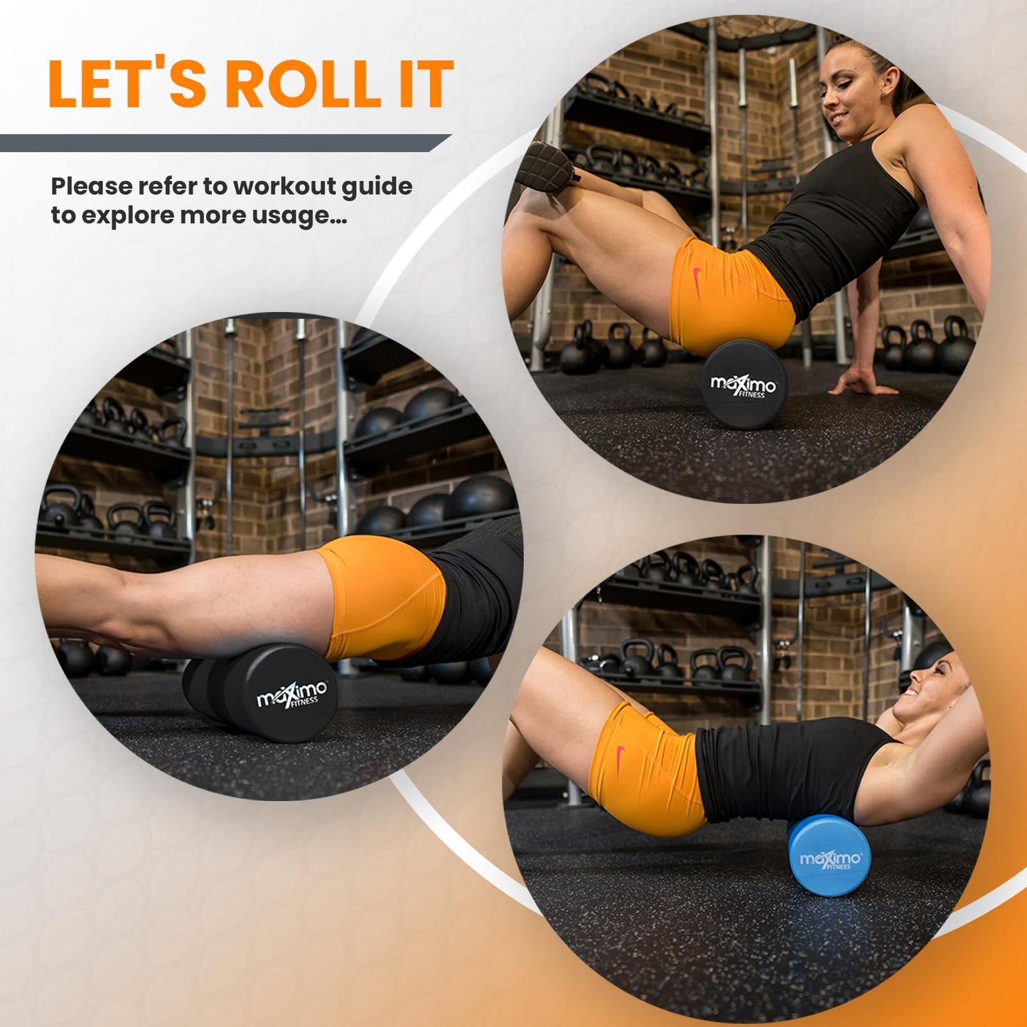 Maximo Fitness Fascia Roller for Spine and Back, Legs, Arms - Medium Hard Massage Roller for Yoga, Pilates, Regeneration After Sports (Black, 15 cm x 45 cm)