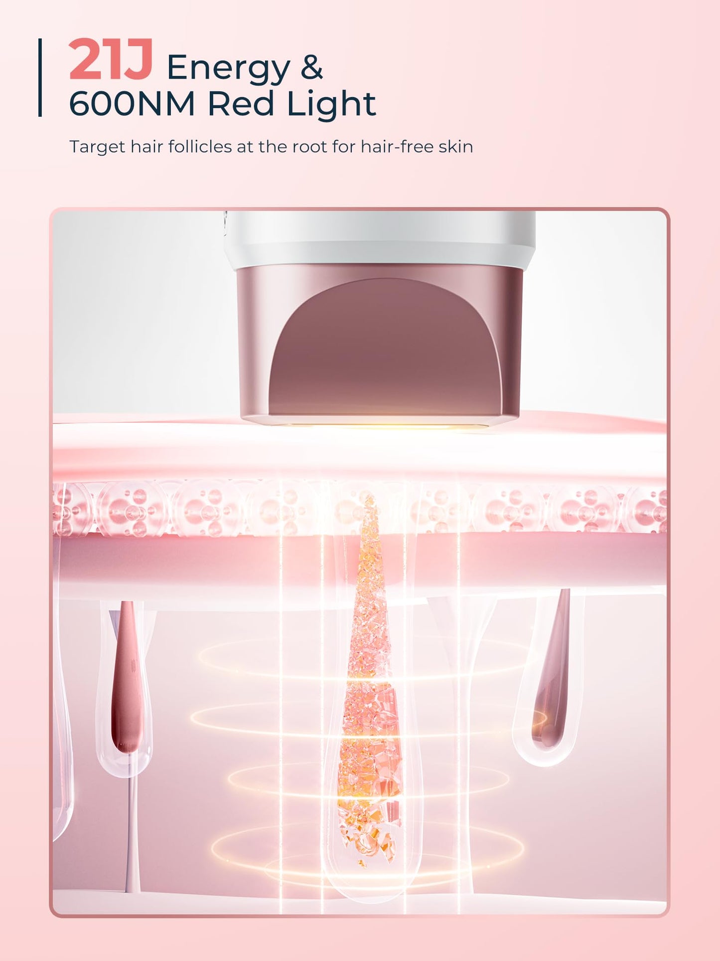 Beauris Ice-Cooling IPL Hair Removal Device, 21J Laser Hair Removal Device with 3 Functions, 9 Energy Levels, IPL Laser Hair Remover for Women Men, Facial Bikini Line Arm Armpits Leg Body, Rose Gold