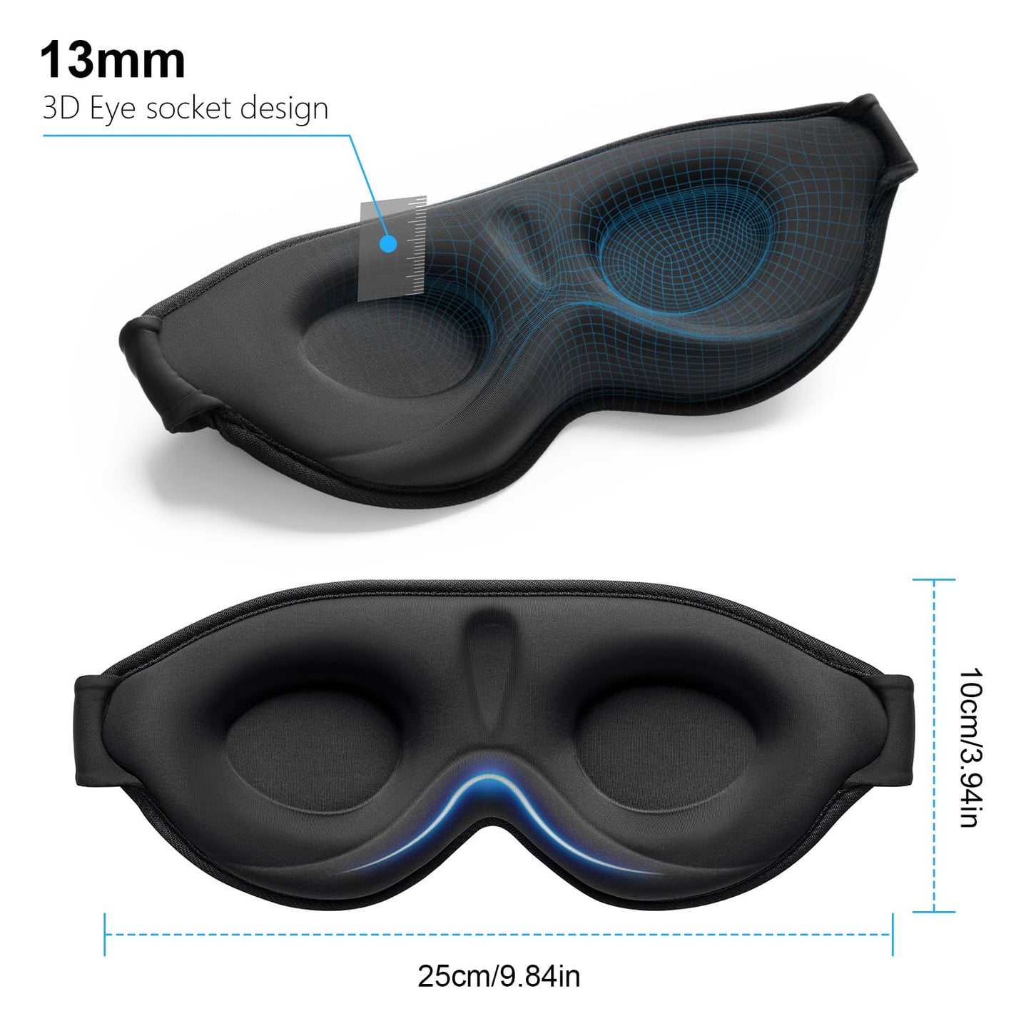 Gritin 100% Light Blocking Sleep Masks for Men & Women-Zero Pressure Sleeping Eye Mask -3D Ergonomic Design Eye Movement and Eyelash Friendly, Ultra Comfortable Blindfold for Sleeping