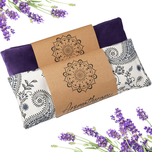 Hihealer Eye Pillow Yoga Meditation Accessories Lavender Aromatherapy Weighted Eye Mask for Sleeping, Yoga, Meditation, Self Care Relaxation Xmas Gifts for Women Mom (White & Purple)